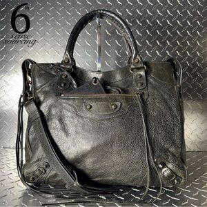 Balenciaga Vintage Leather Moto Velo City Bag in Dark Green